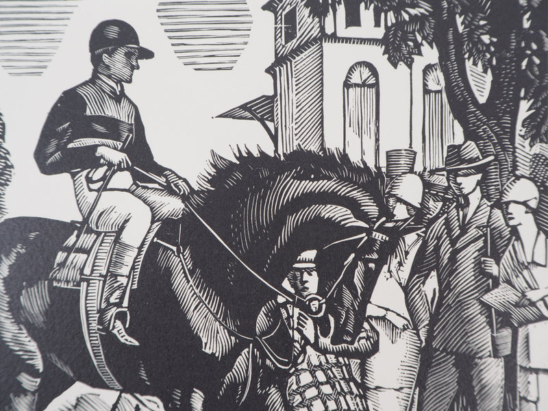 Pierre LISSAC : Jockey avant la course, 1926 - Gravure sur bois (détail)