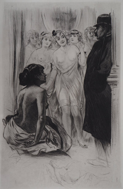 Alméry LOBEL-RICHE : En attendant le client - Gravure