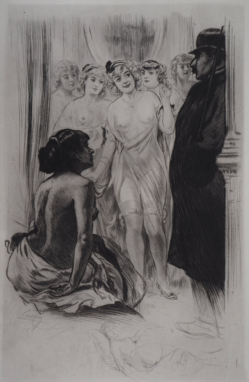 Alméry LOBEL-RICHE : En attendant le client - Gravure