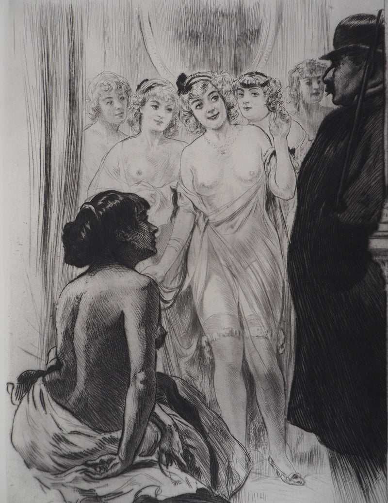 Alméry LOBEL-RICHE : En attendant le client - Gravure (détail)