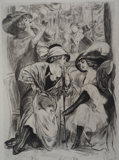 Alméry LOBEL-RICHE : Au cabaret - Gravure
