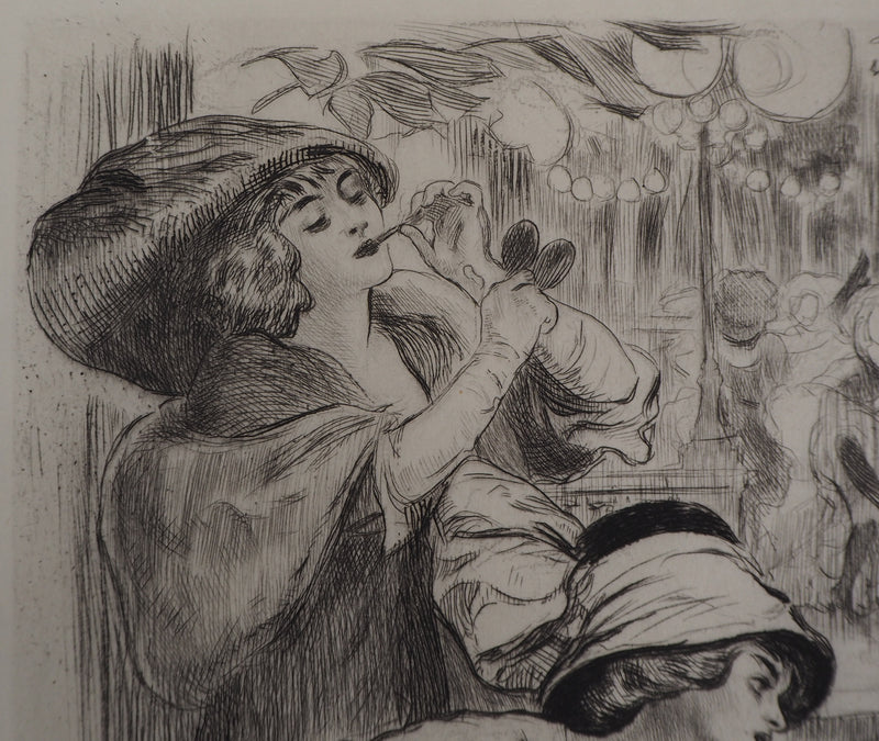 Alméry LOBEL-RICHE : Au cabaret - Gravure (détail)