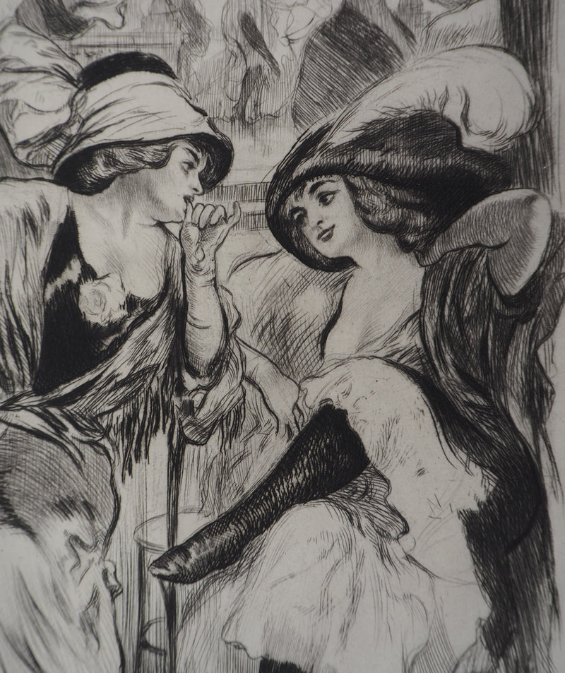 Alméry LOBEL-RICHE : Au cabaret - Gravure (détail)