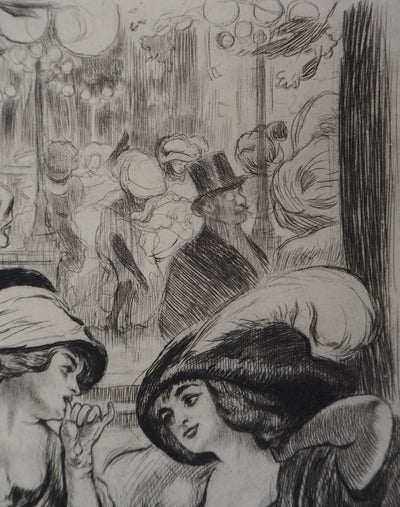 Alméry LOBEL-RICHE : Au cabaret - Gravure (détail)