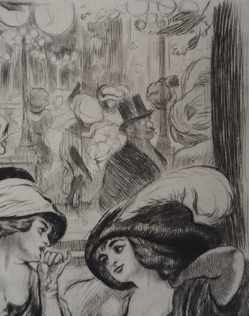 Alméry LOBEL-RICHE : Au cabaret - Gravure (détail)