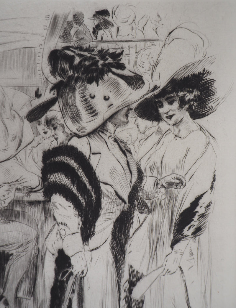 Alméry LOBEL-RICHE : Au café - Gravure (détail)