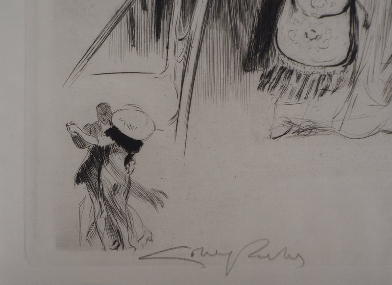 Alméry LOBEL-RICHE : Au café - Gravure (détail)