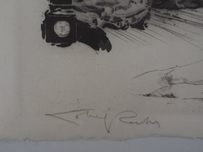 Alméry LOBEL-RICHE : Coiffeur libertin - Gravure (détail)