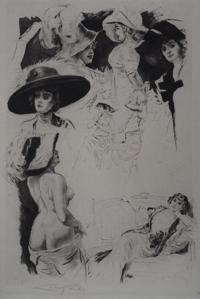 Alméry LOBEL-RICHE : Composition de femmes - Gravure