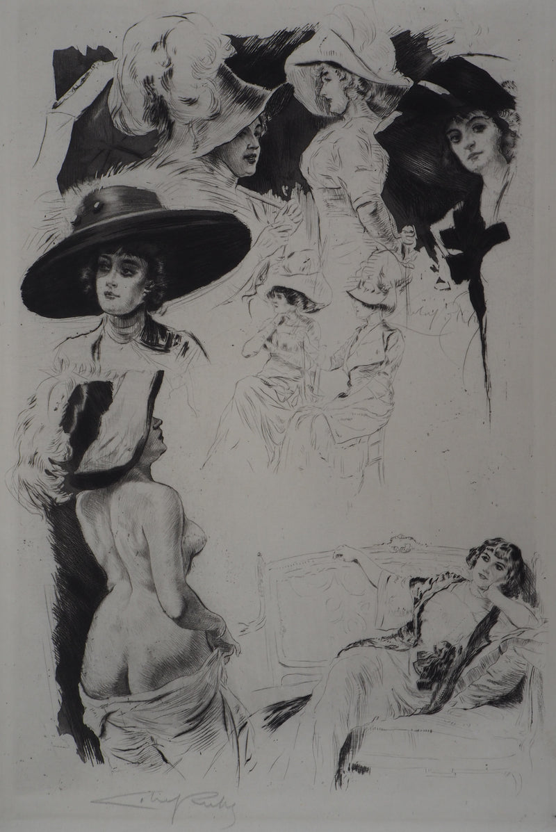 Alméry LOBEL-RICHE : Composition de femmes - Gravure