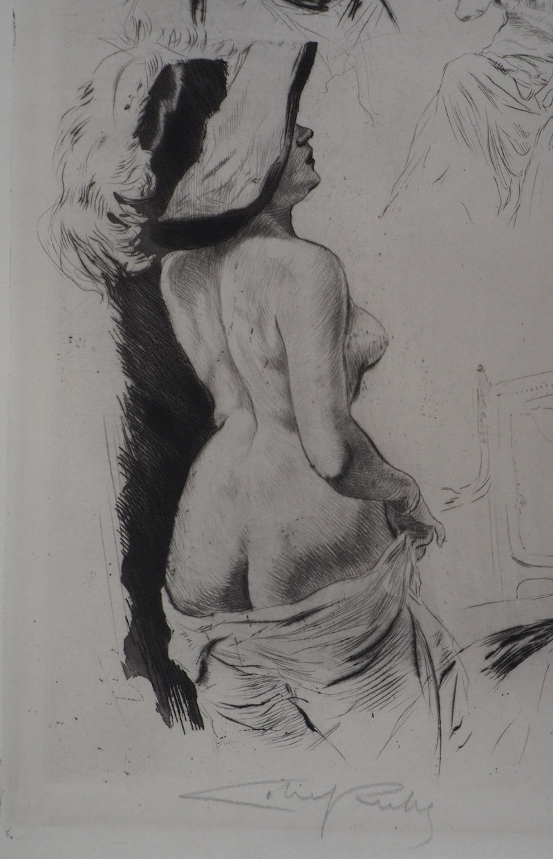 Alméry LOBEL-RICHE : Composition de femmes - Gravure (détail)