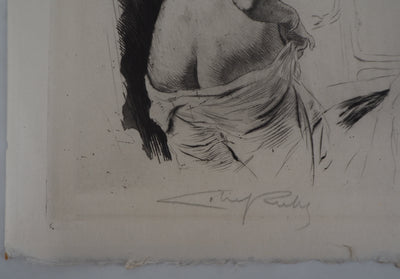 Alméry LOBEL-RICHE : Composition de femmes - Gravure (détail)