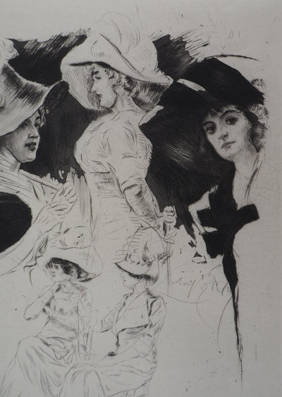 Alméry LOBEL-RICHE : Composition de femmes - Gravure (détail)