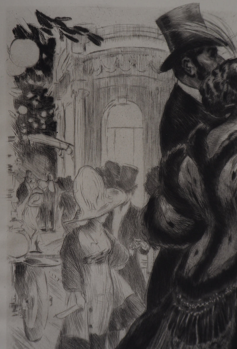 Alméry LOBEL-RICHE : Le couple élégant - Gravure (détail)