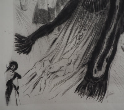 Alméry LOBEL-RICHE : Le couple élégant - Gravure (détail)