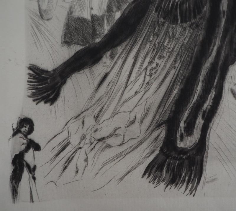 Alméry LOBEL-RICHE : Le couple élégant - Gravure (détail)
