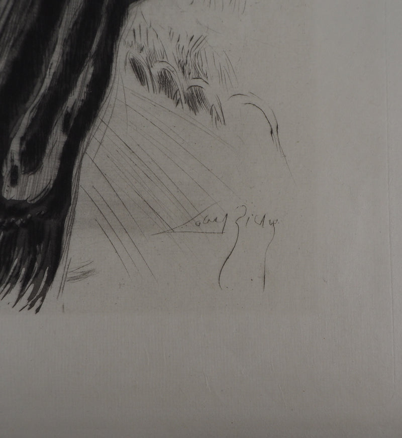 Alméry LOBEL-RICHE : Le couple élégant - Gravure (détail)