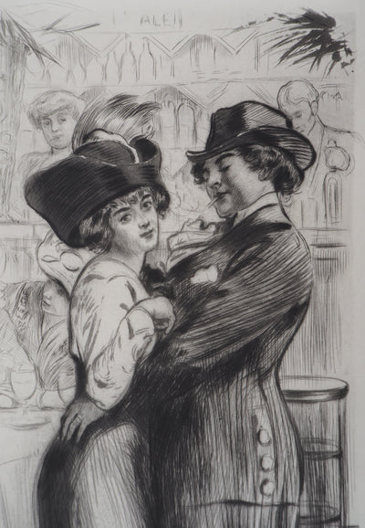 Alméry LOBEL-RICHE : La danse du couple - Gravure (détail)