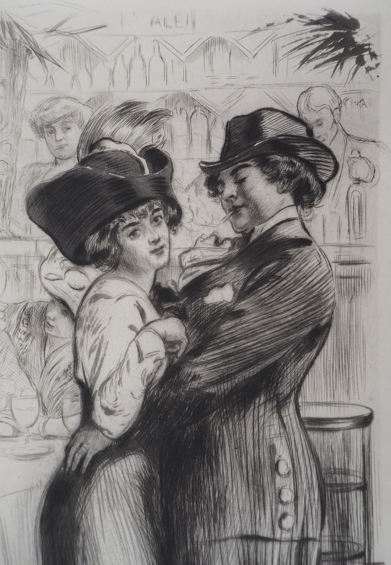 Alméry LOBEL-RICHE : La danse du couple - Gravure (détail)