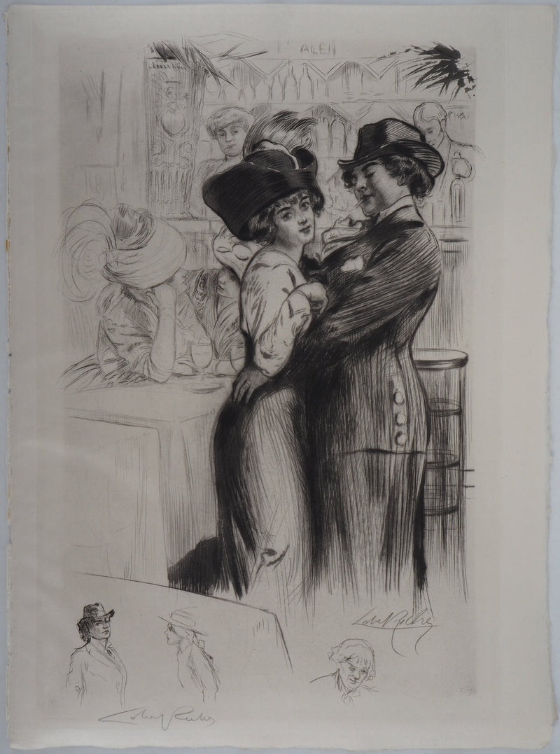 Alméry LOBEL-RICHE : La danse du couple - Gravure (détail)