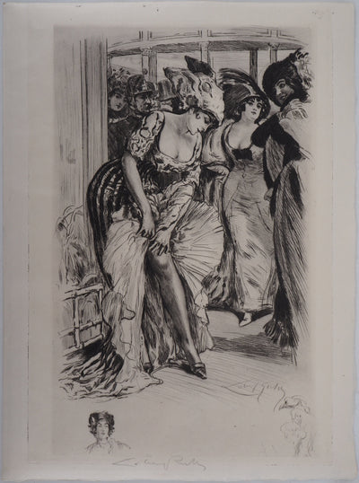 Alméry LOBEL-RICHE : Danseuse au cabaret - Gravure (détail)