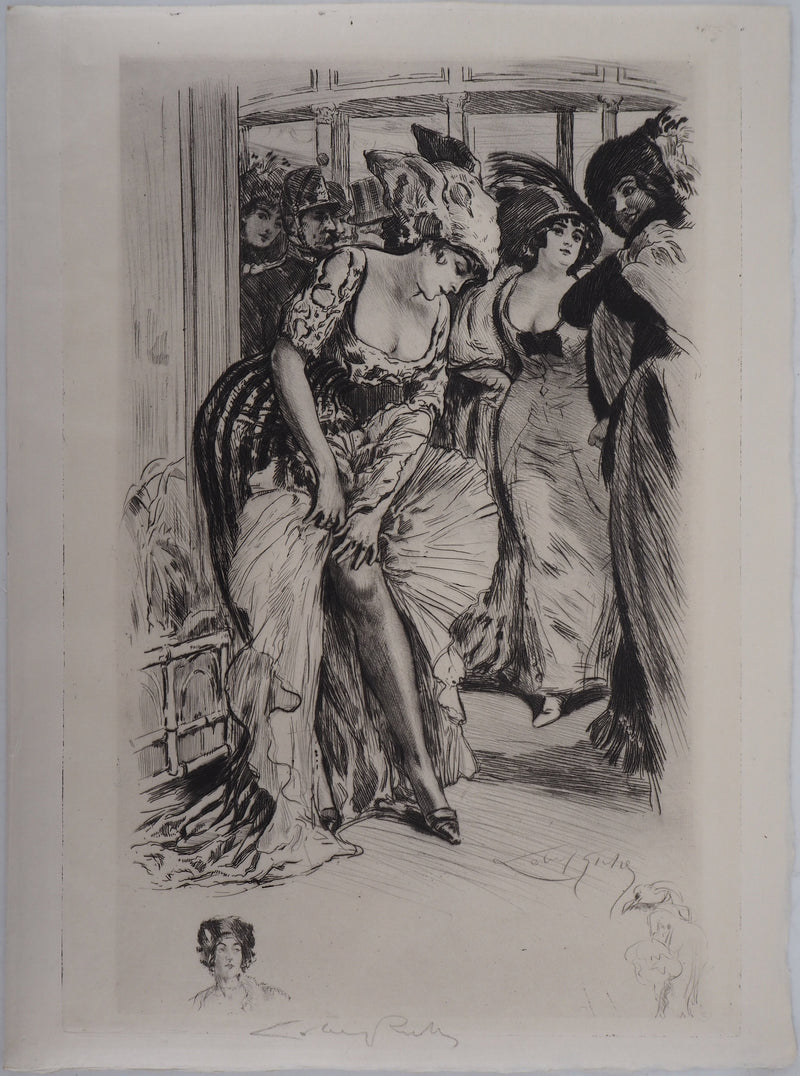 Alméry LOBEL-RICHE : Danseuse au cabaret - Gravure (détail)