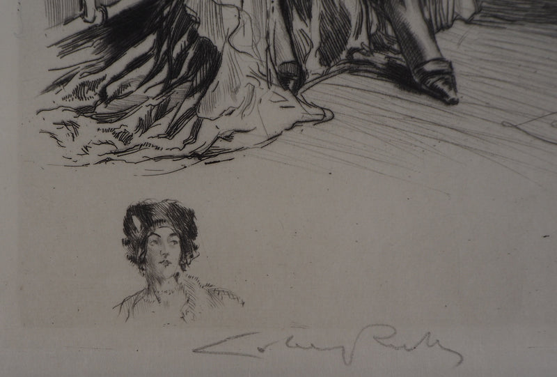 Alméry LOBEL-RICHE : Danseuse au cabaret - Gravure (détail)