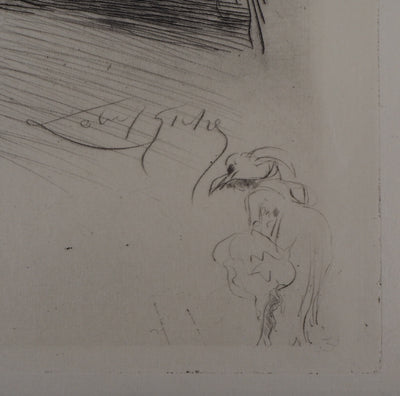 Alméry LOBEL-RICHE : Danseuse au cabaret - Gravure (détail)