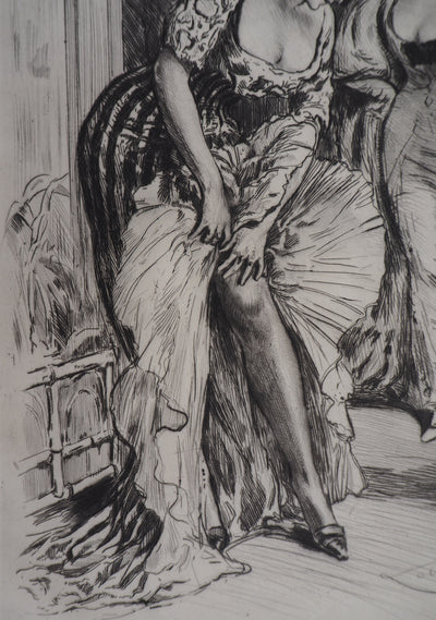 Alméry LOBEL-RICHE : Danseuse au cabaret - Gravure (détail)