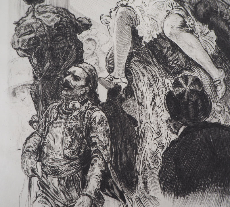 Alméry LOBEL-RICHE : Deux femmes sur un chameau - Gravure (détail)
