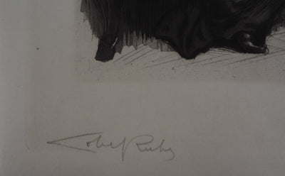 Alméry LOBEL-RICHE : L'étreinte - Gravure (détail)