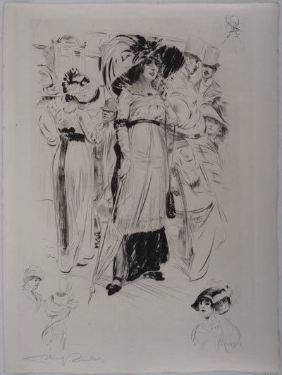 Alméry LOBEL-RICHE : Femme élégante - Gravure (détail)