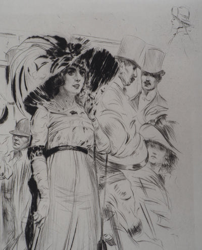 Alméry LOBEL-RICHE : Femme élégante - Gravure (détail)