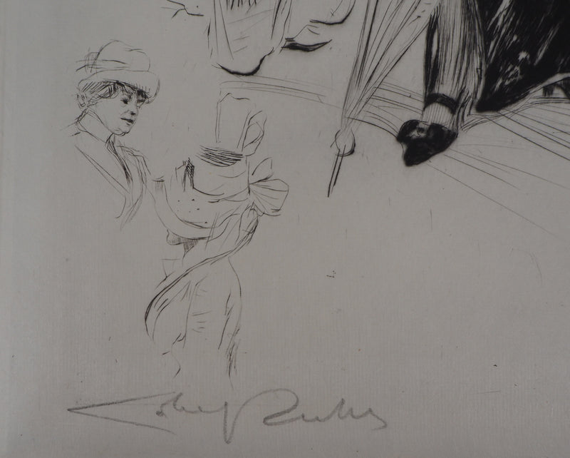 Alméry LOBEL-RICHE : Femme élégante - Gravure (détail)