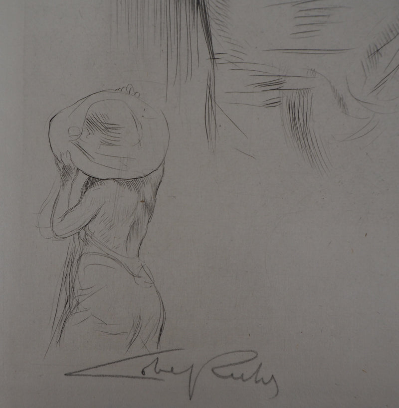 Alméry LOBEL-RICHE : Femme à la fenêtre - Gravure (détail)