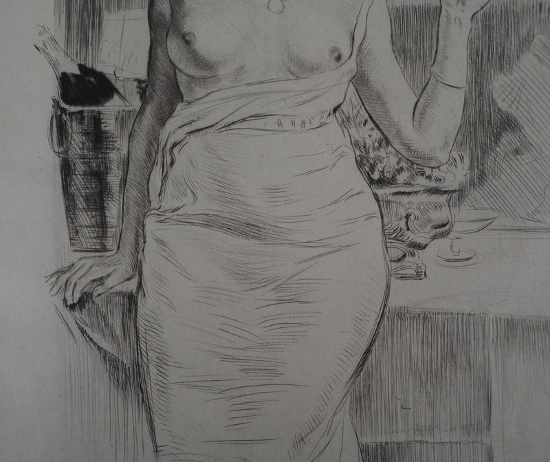 Alméry LOBEL-RICHE : Femme à la fenêtre - Gravure (détail)