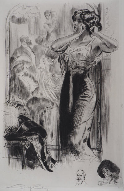Alméry LOBEL-RICHE : Femme en négligé - Gravure