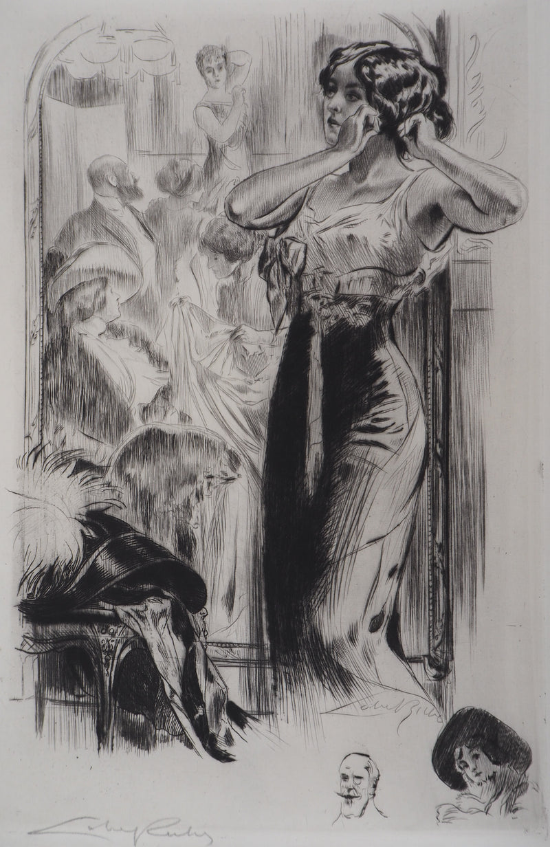 Alméry LOBEL-RICHE : Femme en négligé - Gravure