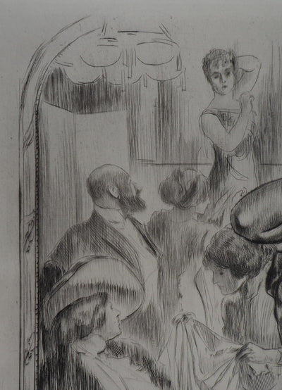 Alméry LOBEL-RICHE : Femme en négligé - Gravure (détail)