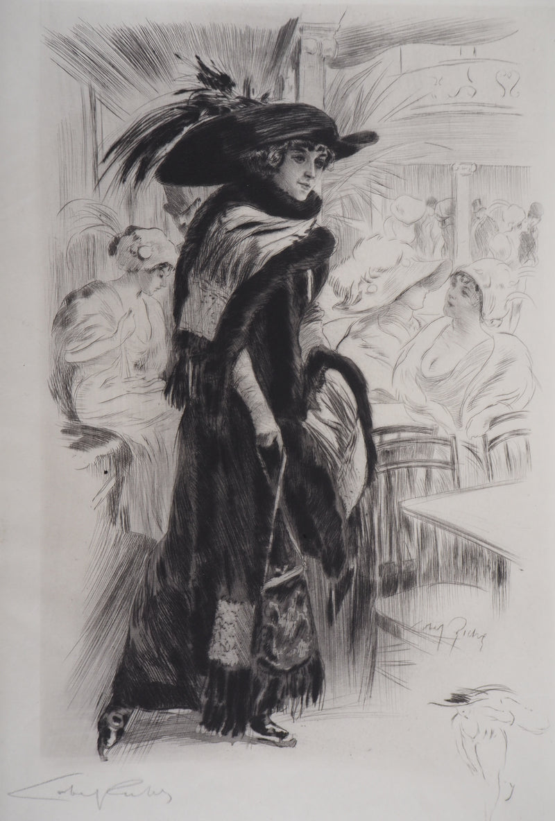 Alméry LOBEL-RICHE : Femme en noir - Gravure