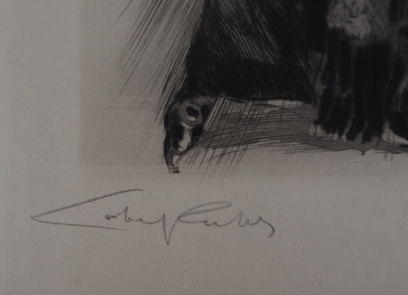 Alméry LOBEL-RICHE : Femme en noir - Gravure (détail)