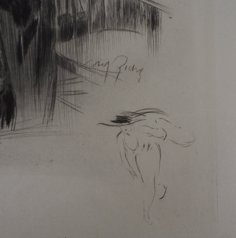 Alméry LOBEL-RICHE : Femme en noir - Gravure (détail)