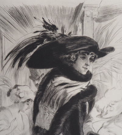 Alméry LOBEL-RICHE : Femme en noir - Gravure (détail)