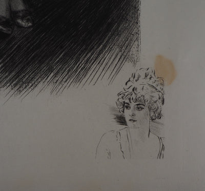 Alméry LOBEL-RICHE : Modèle allongée sur le lit - Gravure (détail)