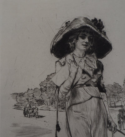 Alméry LOBEL-RICHE : La promenade des chiens - Gravure (détail)