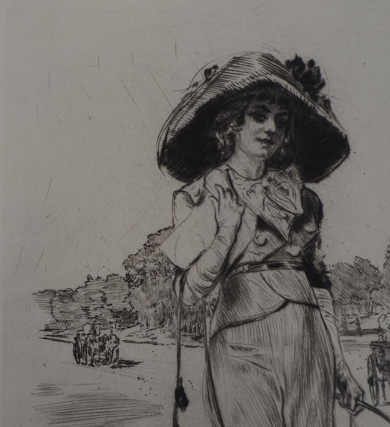 Alméry LOBEL-RICHE : La promenade des chiens - Gravure (détail)
