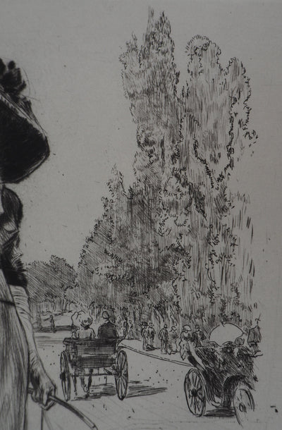 Alméry LOBEL-RICHE : La promenade des chiens - Gravure (détail)