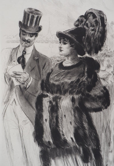 Alméry LOBEL-RICHE : La rencontre - Gravure (détail)