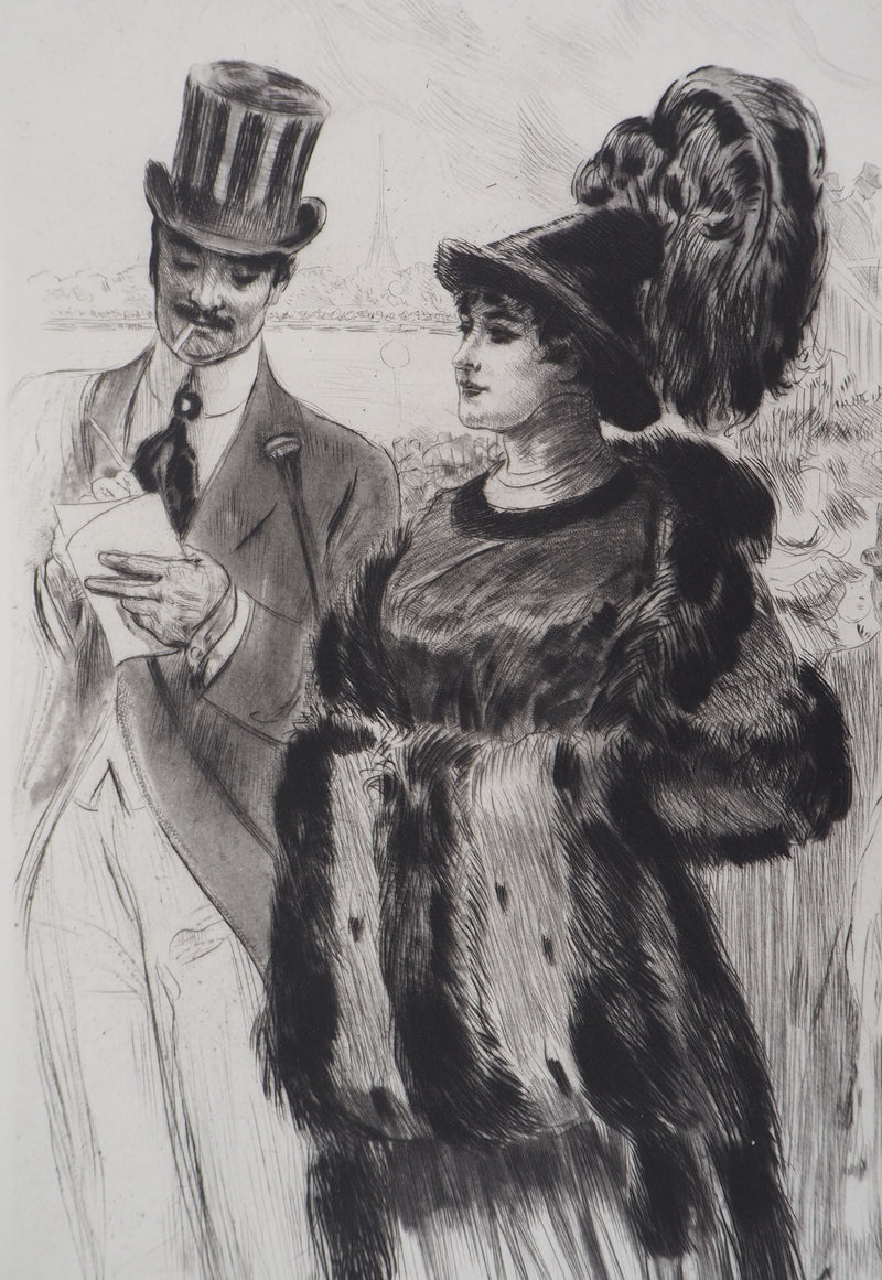 Alméry LOBEL-RICHE : La rencontre - Gravure (détail)