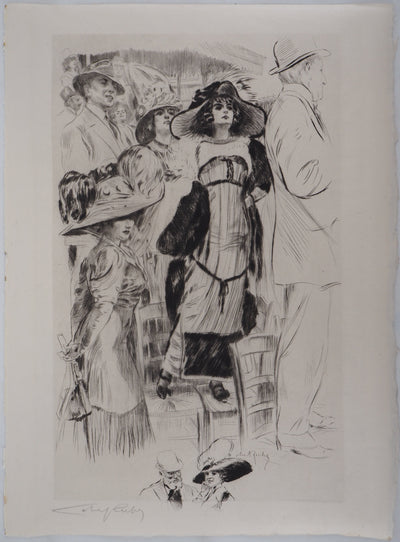 Alméry LOBEL-RICHE : La spectatrice - Gravure (détail)